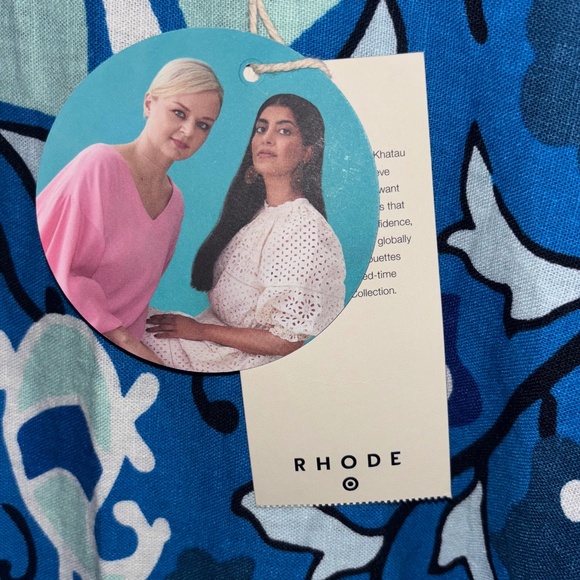 RHODE x Target Blue Zinnia Linen Blend Floral Print Cut-Out Jumper PLUS NWT - Picture 5 of 5